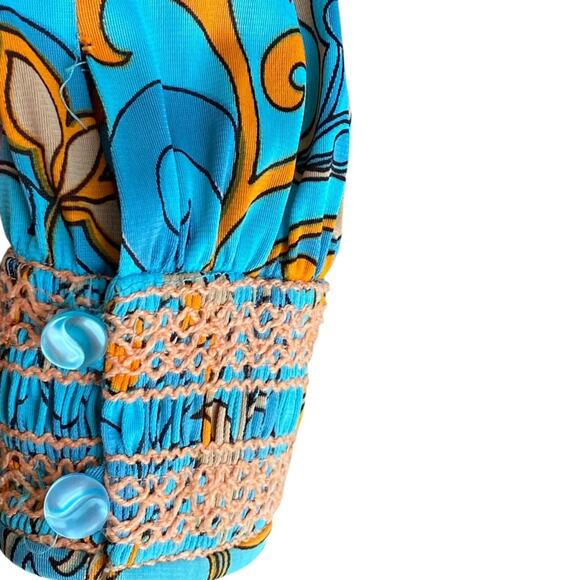 Vintage Dress Small Fall 60s Saks Fifth Avenue Cottage Boho Dress 70s Crochet - Picture 6 of 15